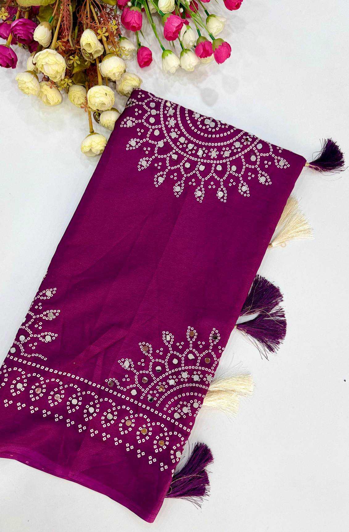 Ajrakh Tulips Satin Weightless Saree