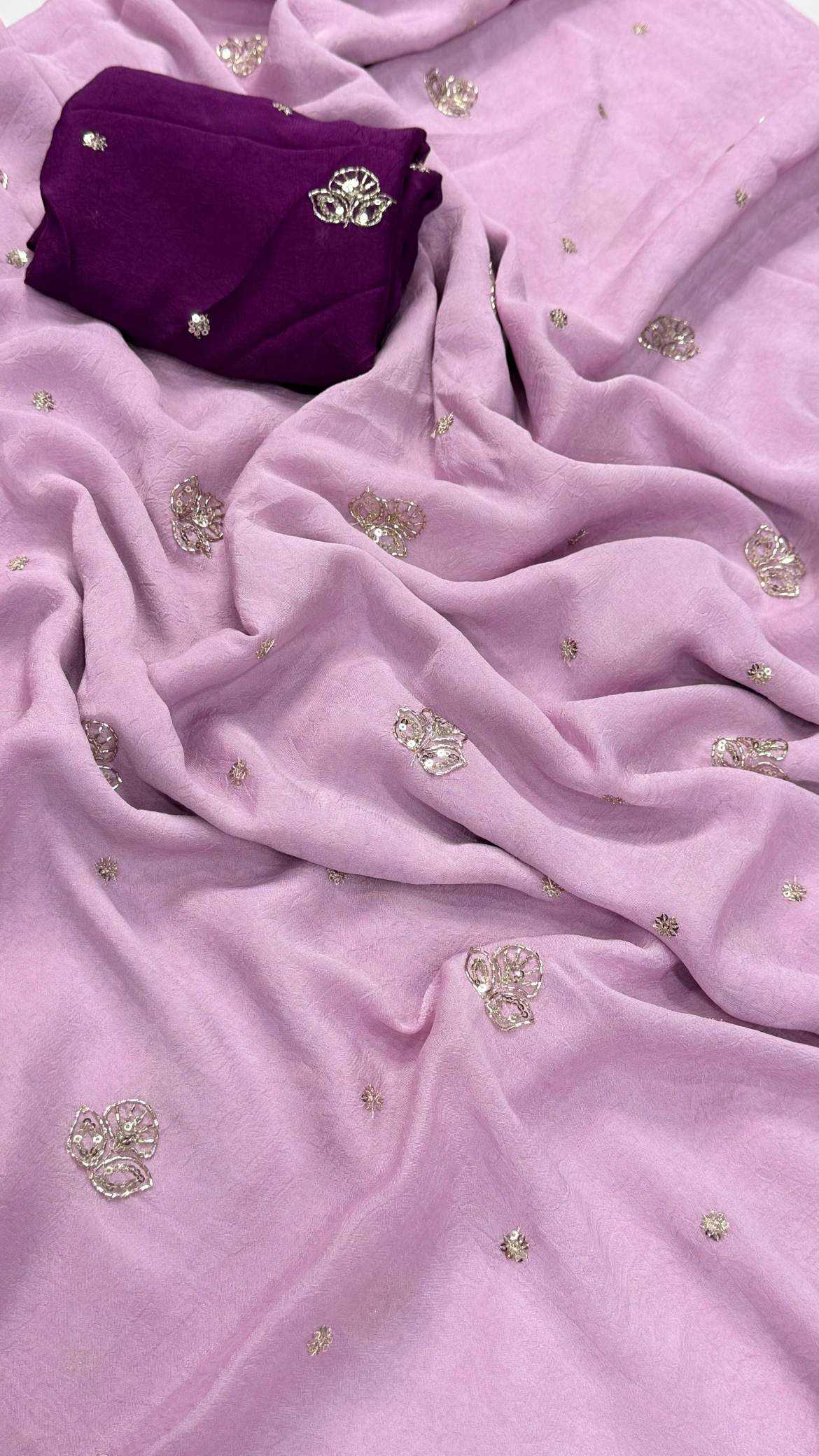 Ajrakh Tulips Satin Weightless Saree in Brown