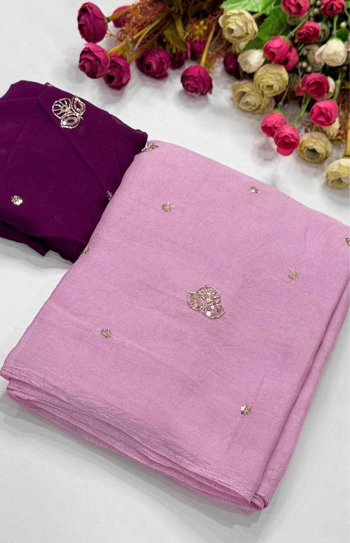 Ajrakh Tulips Satin Weightless Saree in Brown