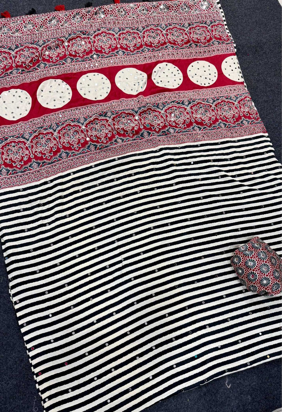 Satin Ajrakh Saree