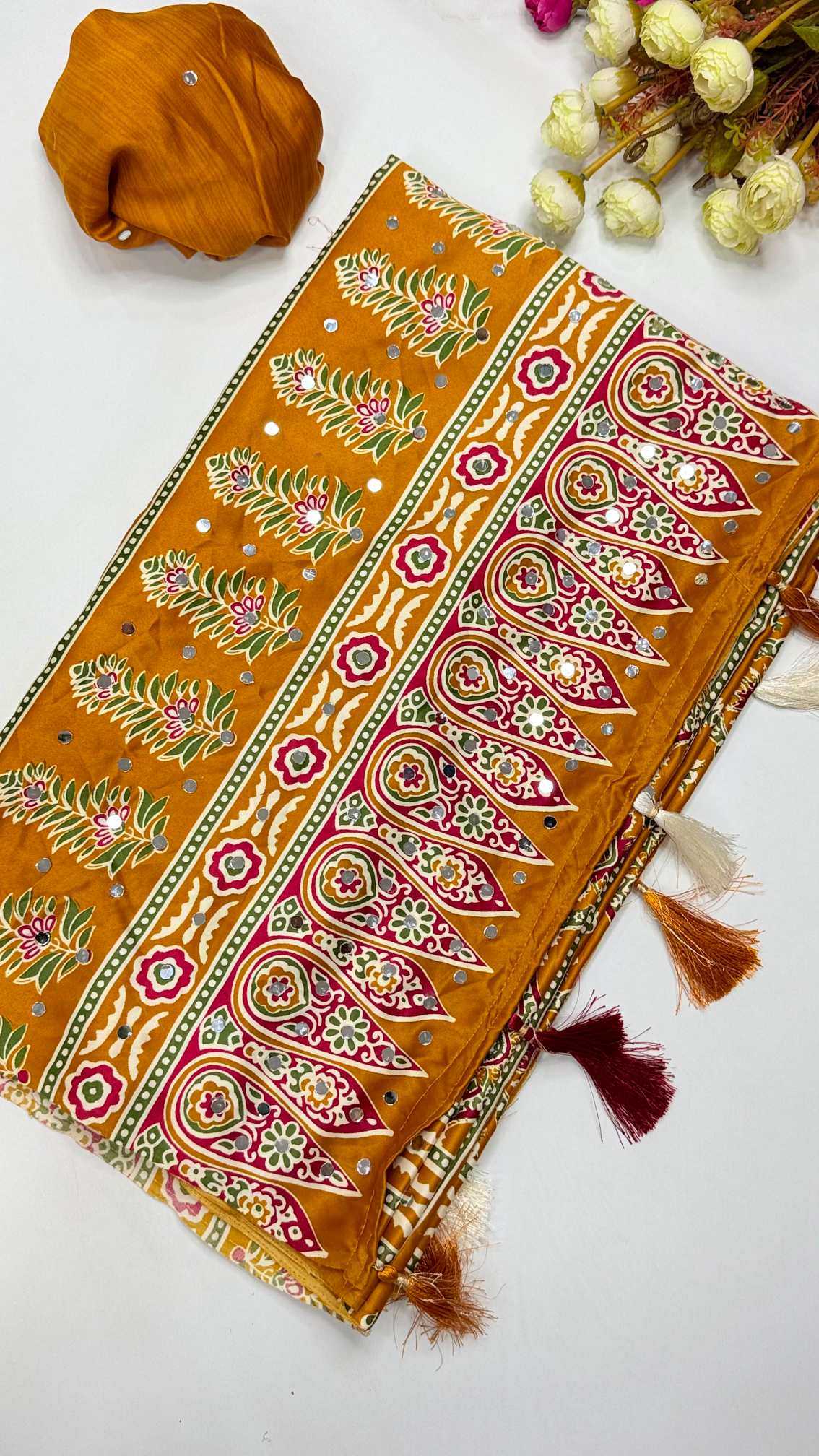 Dull Moss Ajrakh Saree