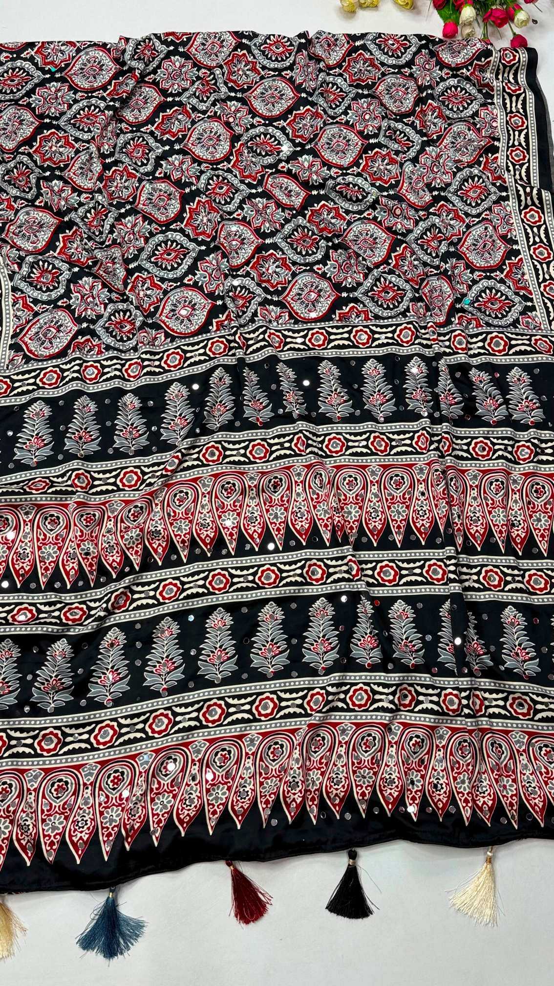 Dull Moss Ajrakh Saree