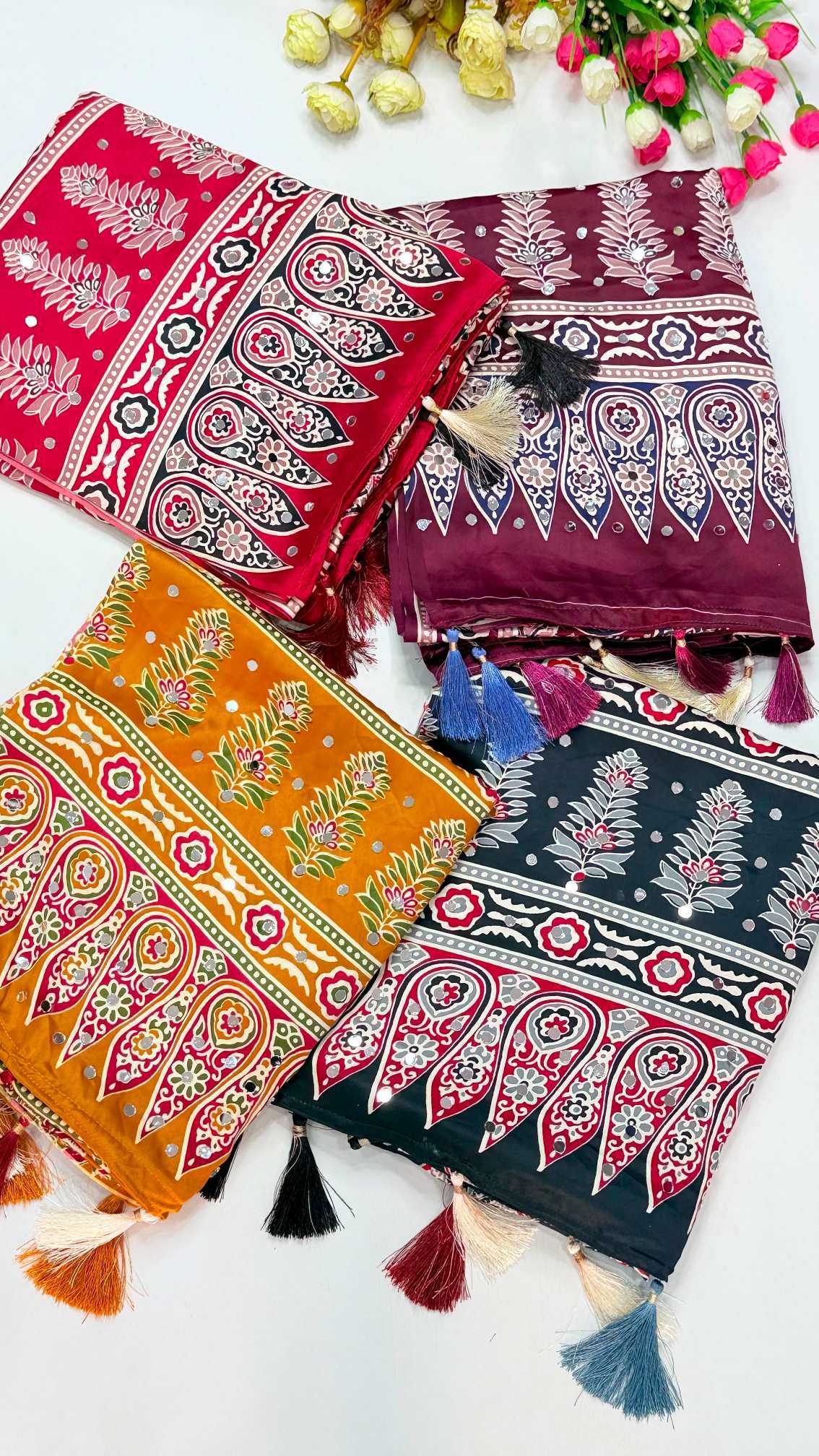 Dull Moss Ajrakh Saree