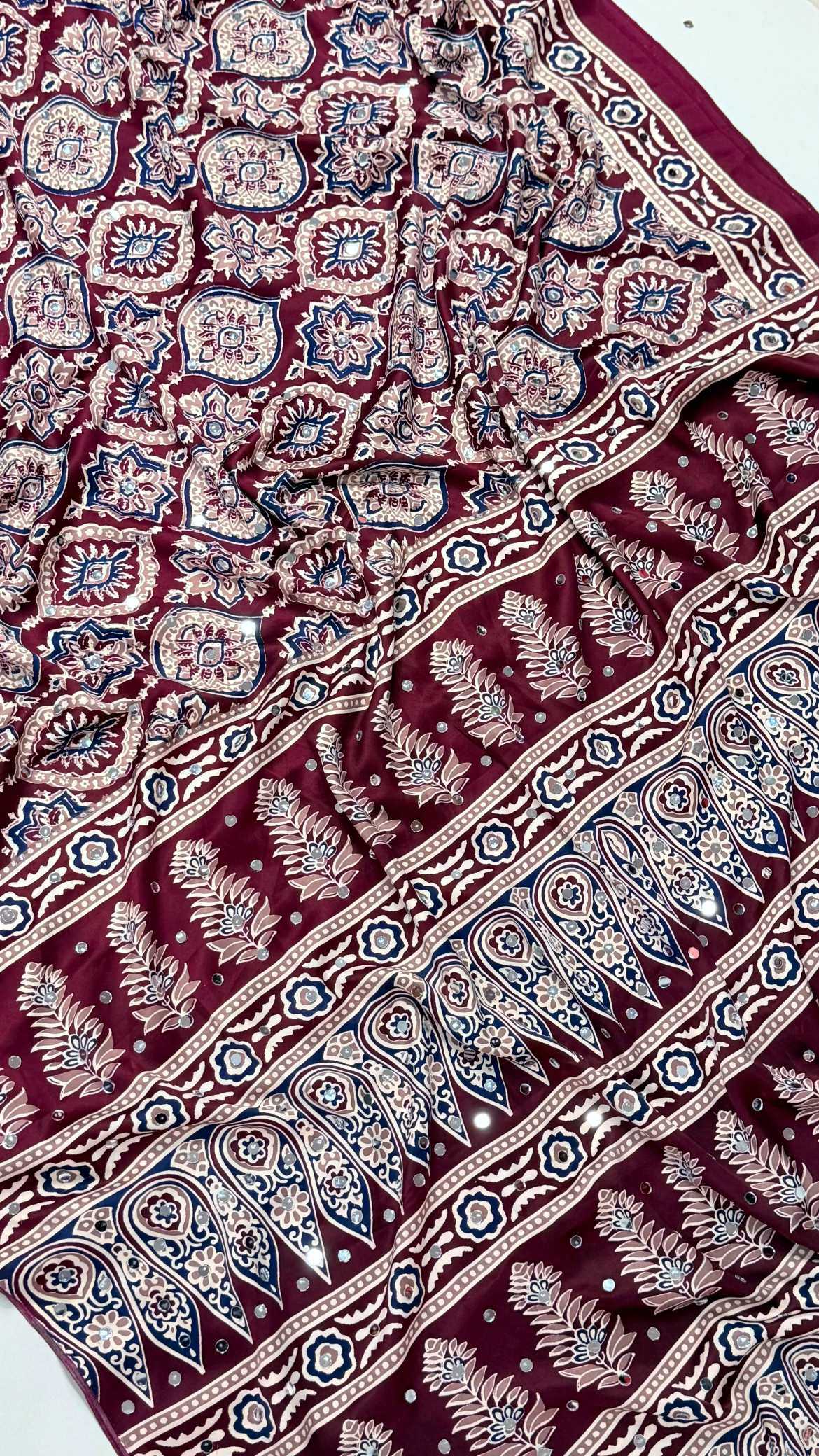 Dull Moss Ajrakh Saree