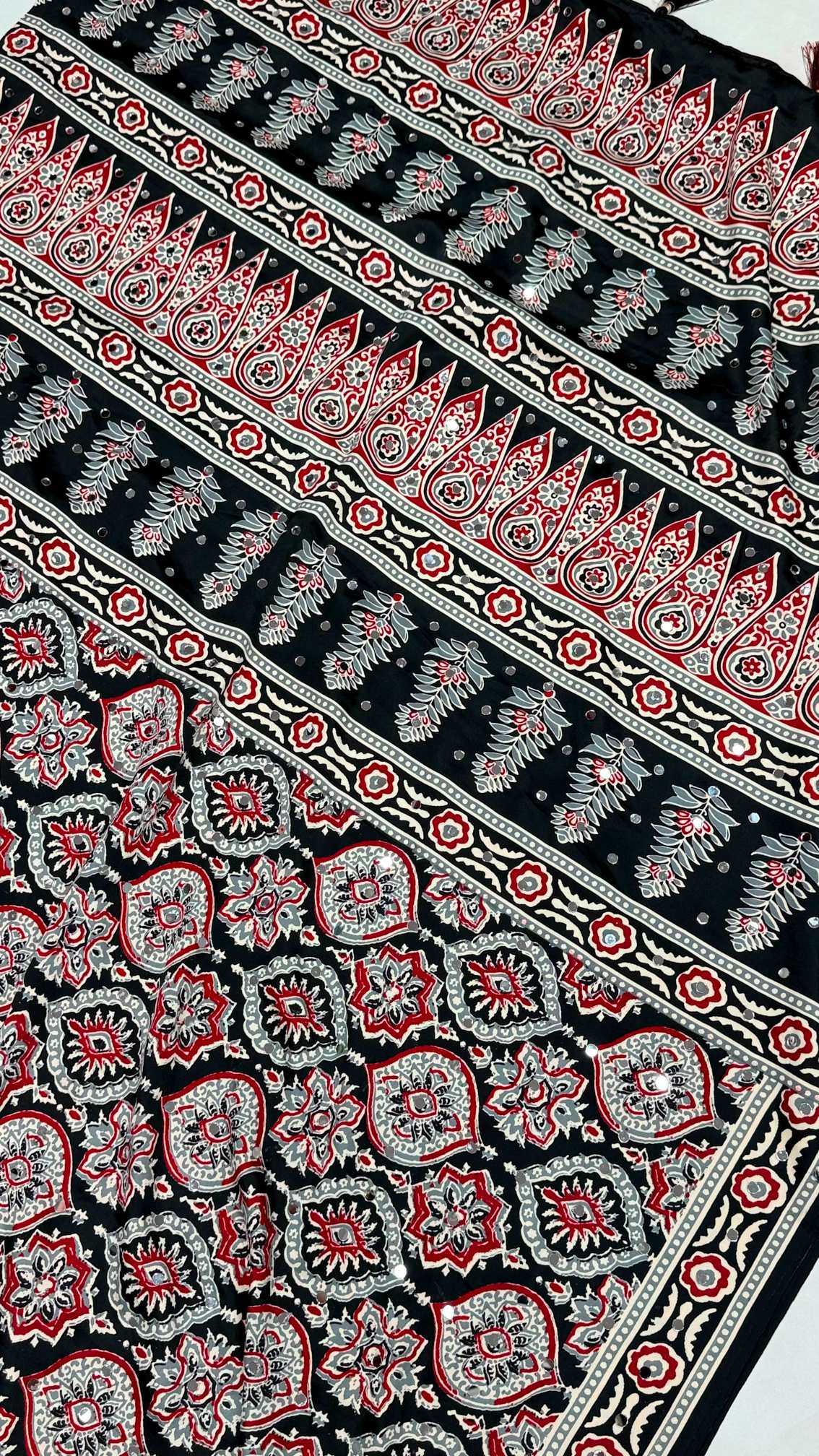 Dull Moss Ajrakh Saree