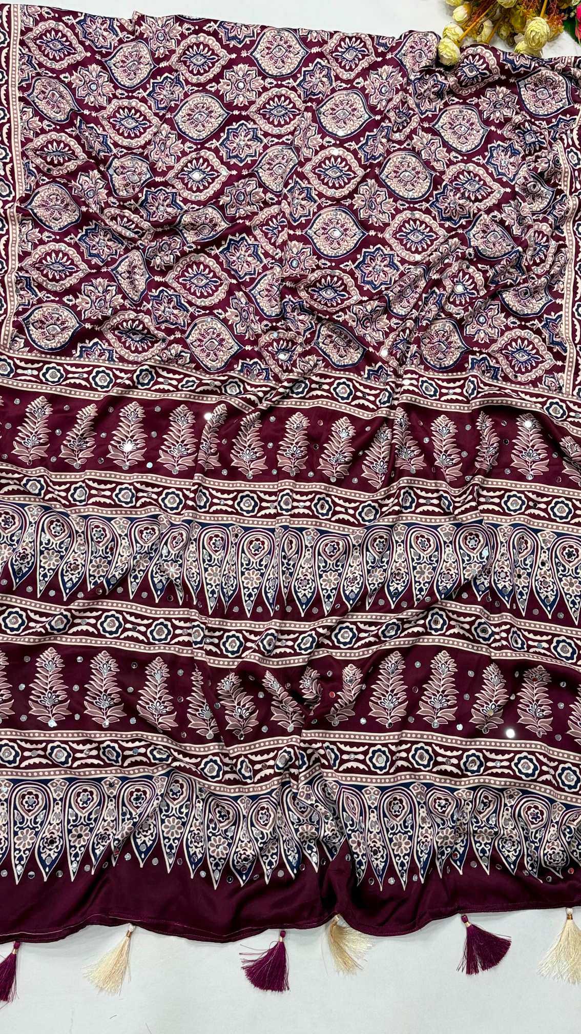 Dull Moss Ajrakh Saree