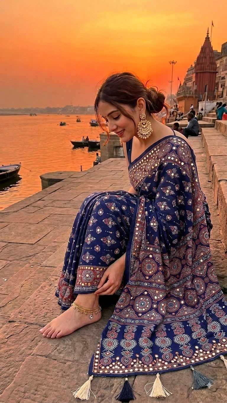 Dull Moss Zari Border Saree