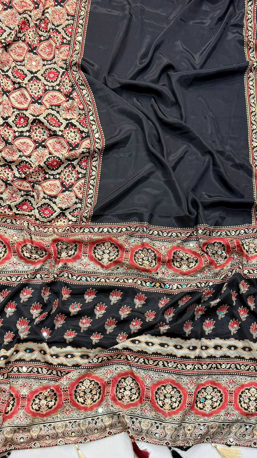 Satin Ajrakh Saree