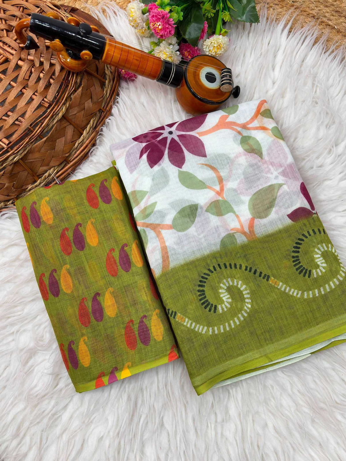 Abhirami Linen Printed Saree