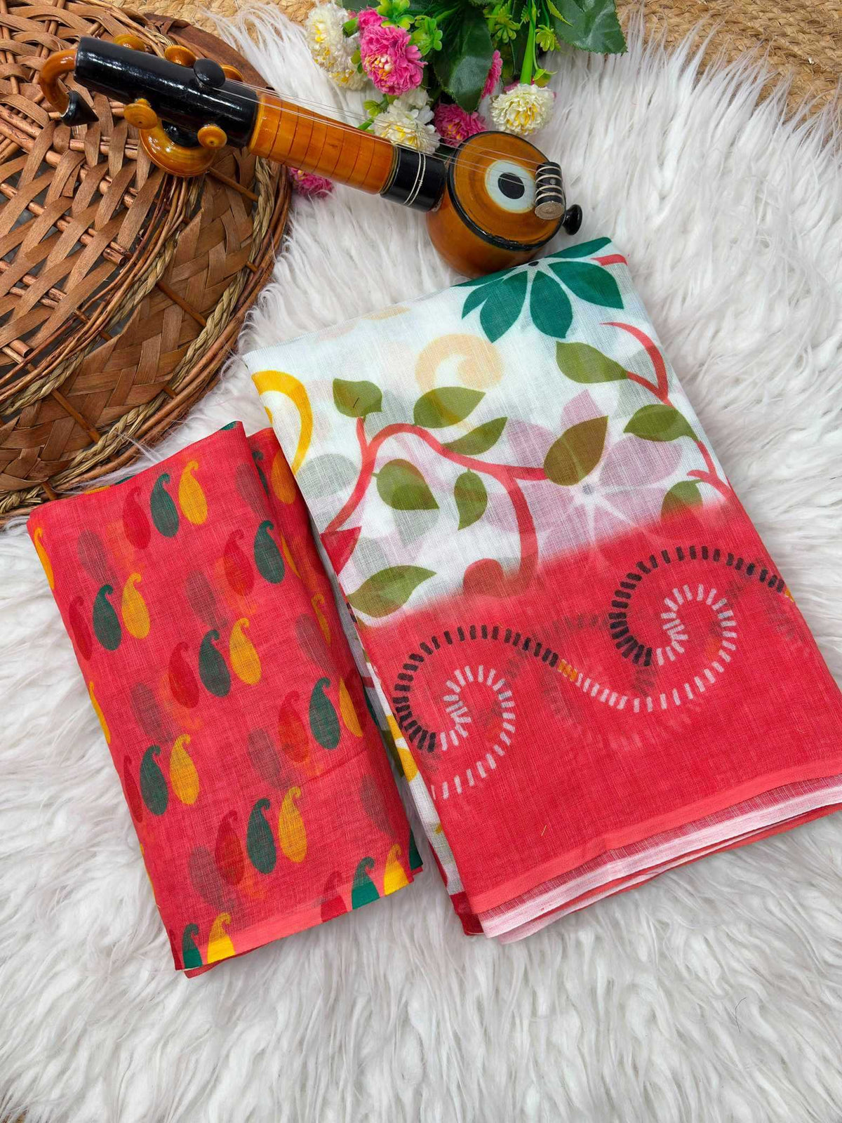 Abhirami Linen Printed Saree