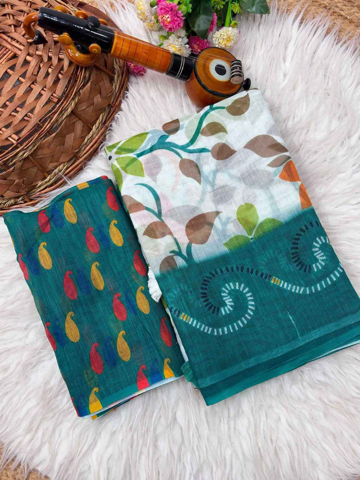 Abhirami Linen Printed Saree
