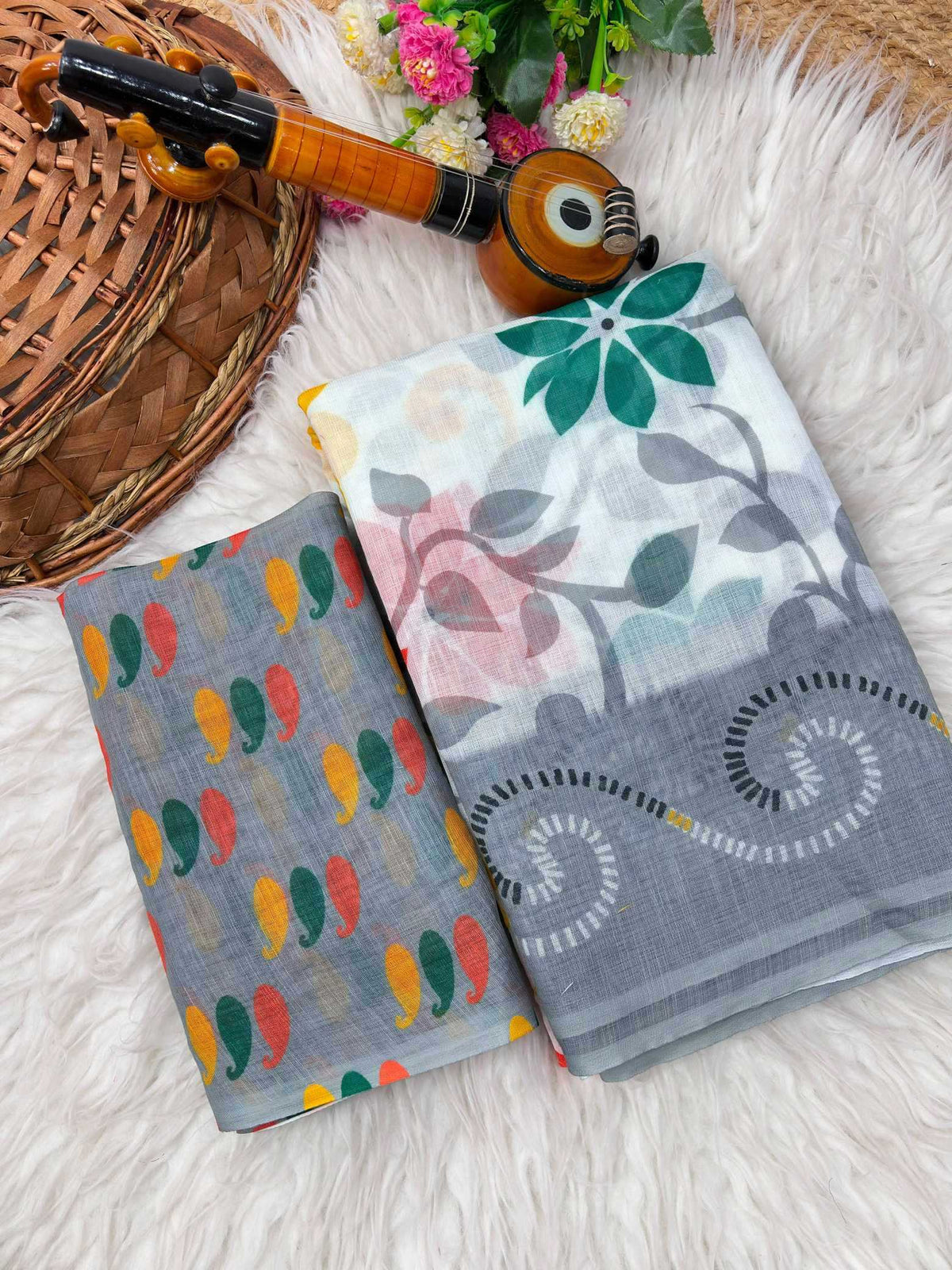 Abhirami Linen Printed Saree