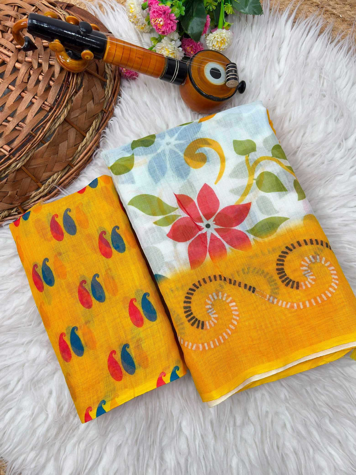 Abhirami Linen Printed Saree