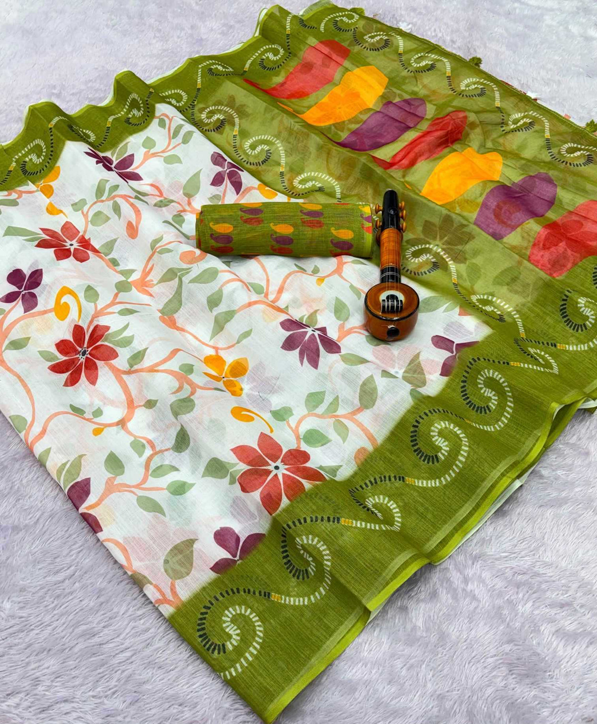 Abhirami Linen Printed Saree