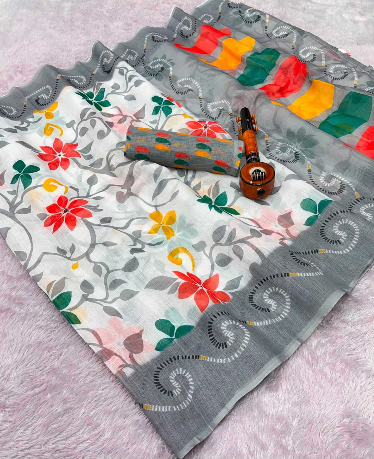 Abhirami Linen Printed Saree