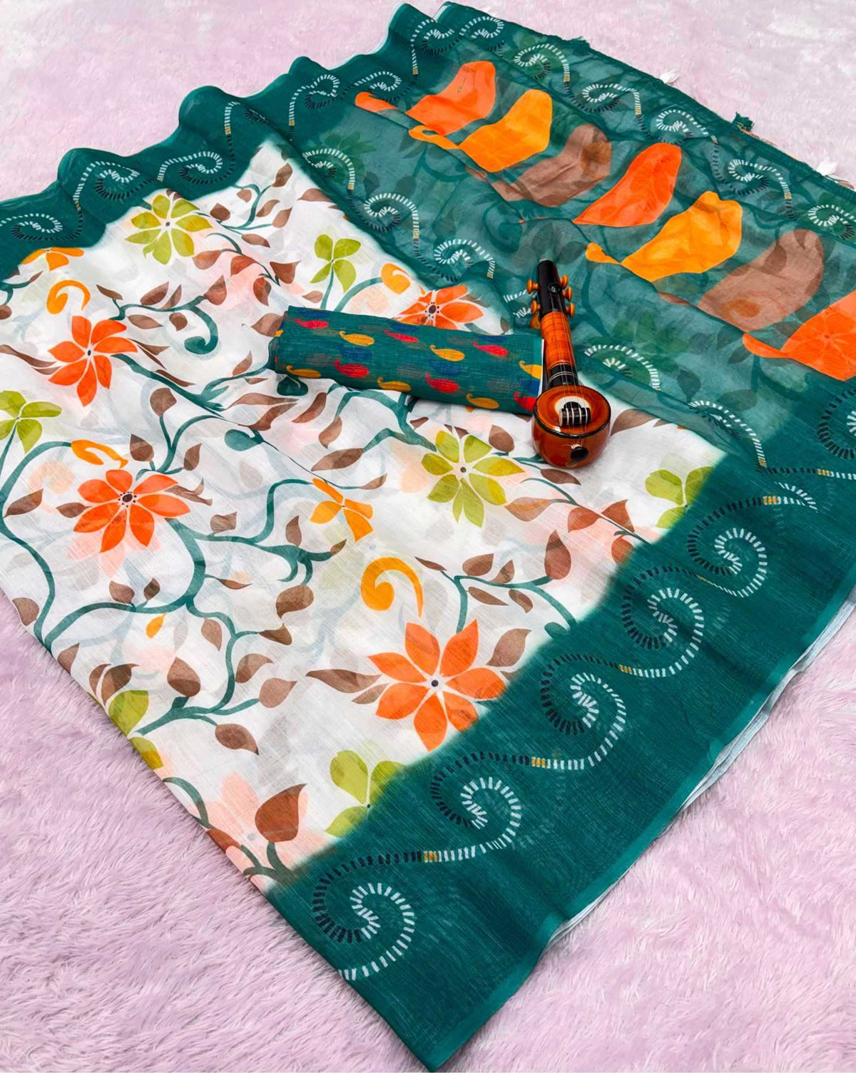 Abhirami Linen Printed Saree