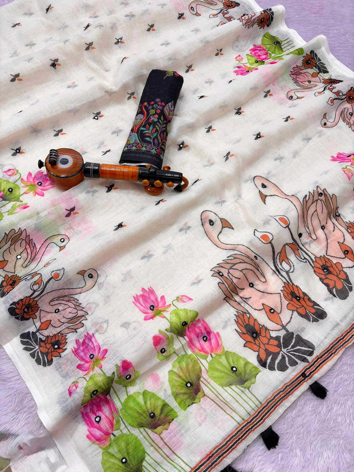 Amulya Cotton Mirror Work Saree