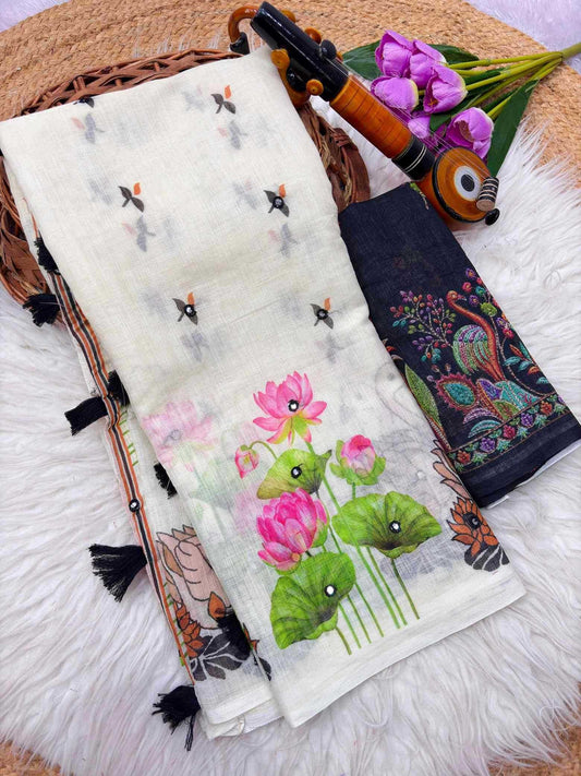 Amulya Cotton Mirror Work Saree