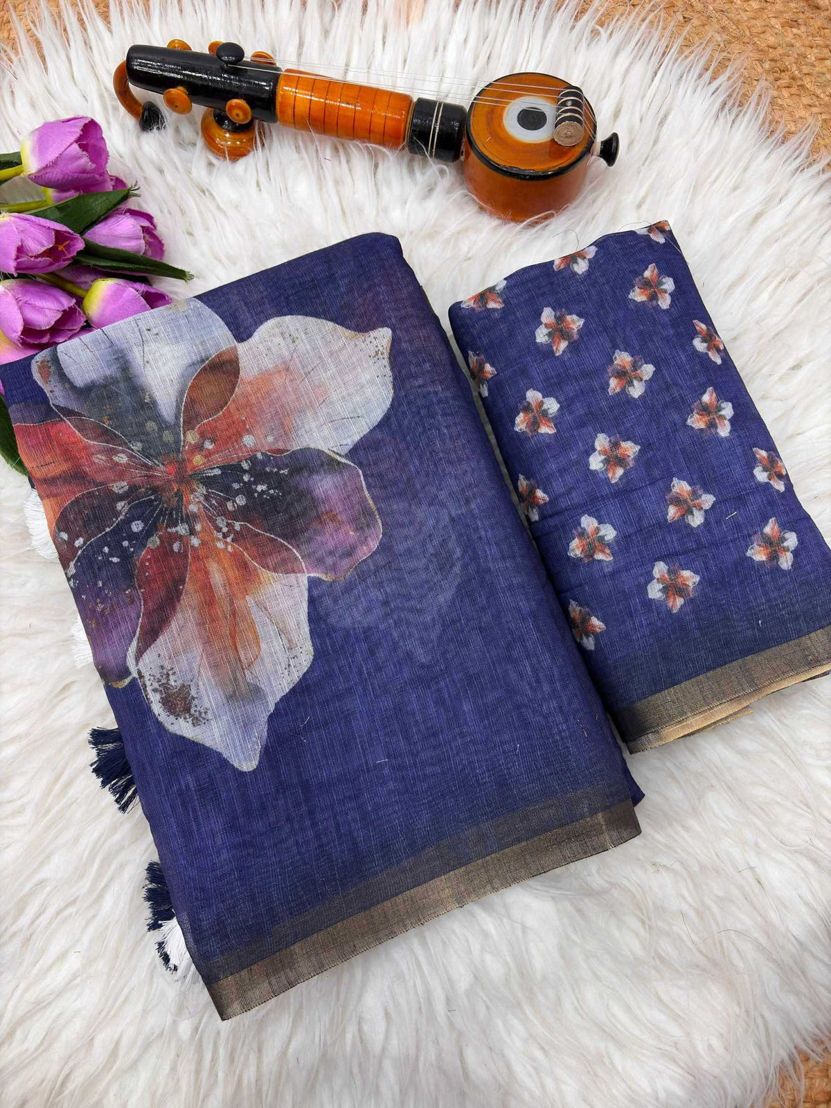 Anahita Linen Zari Border Saree