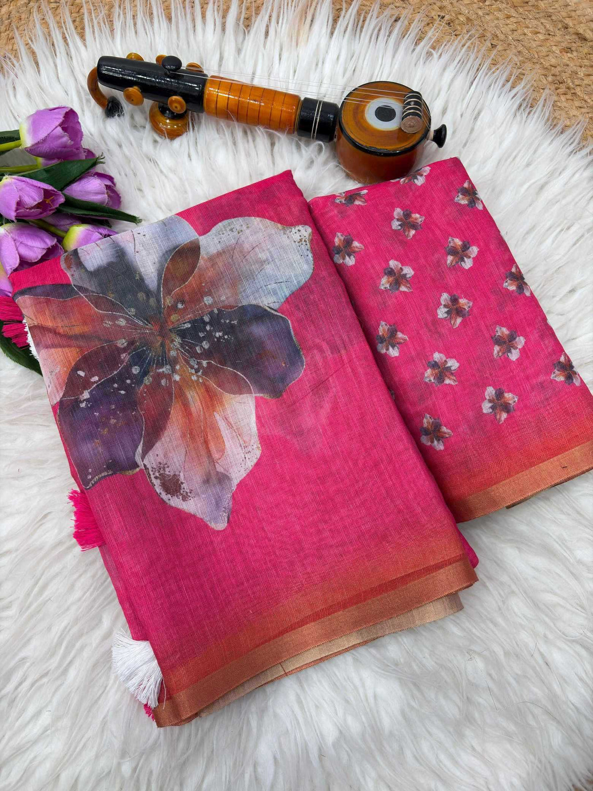 Anahita Linen Zari Border Saree