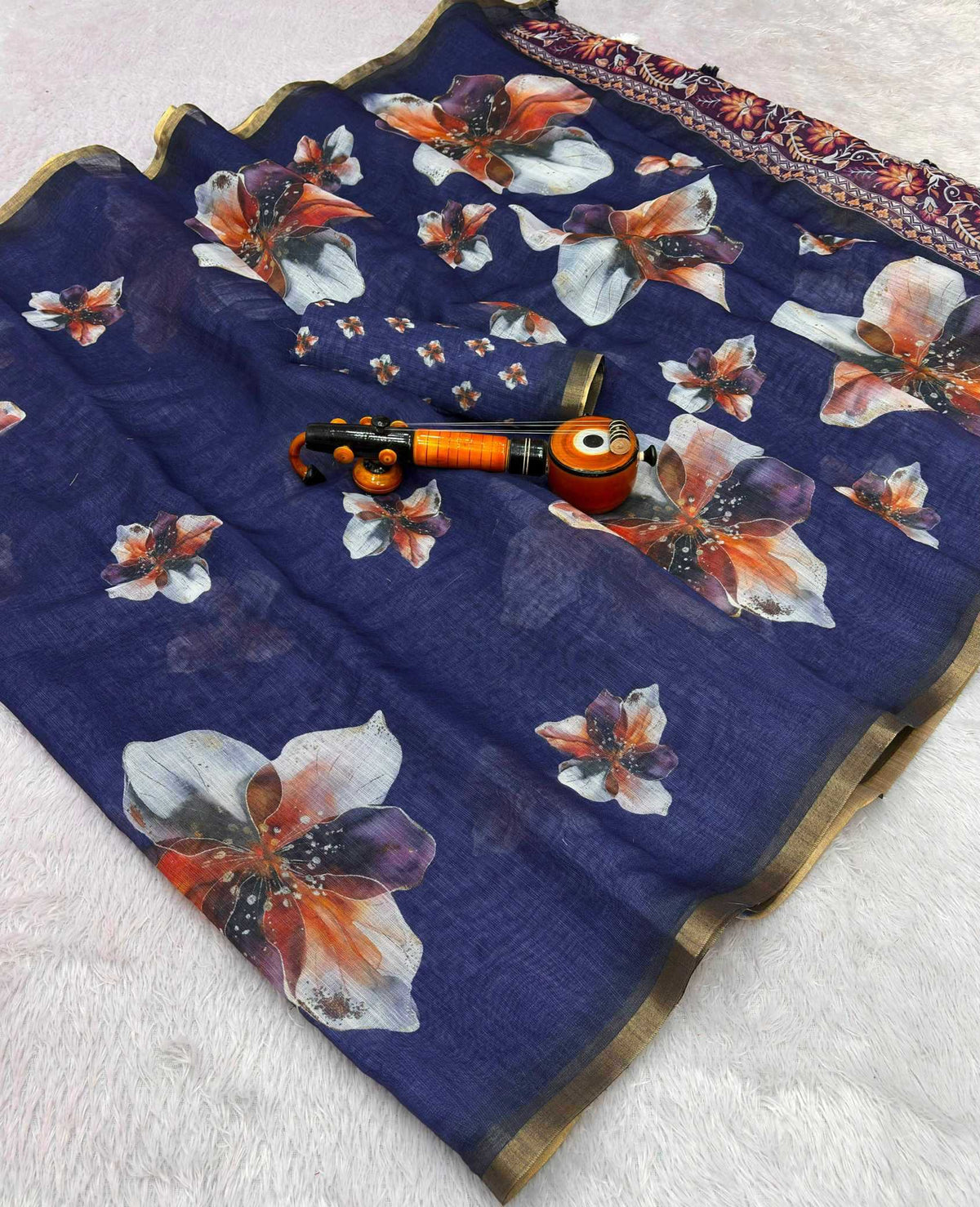 Anahita Linen Zari Border Saree