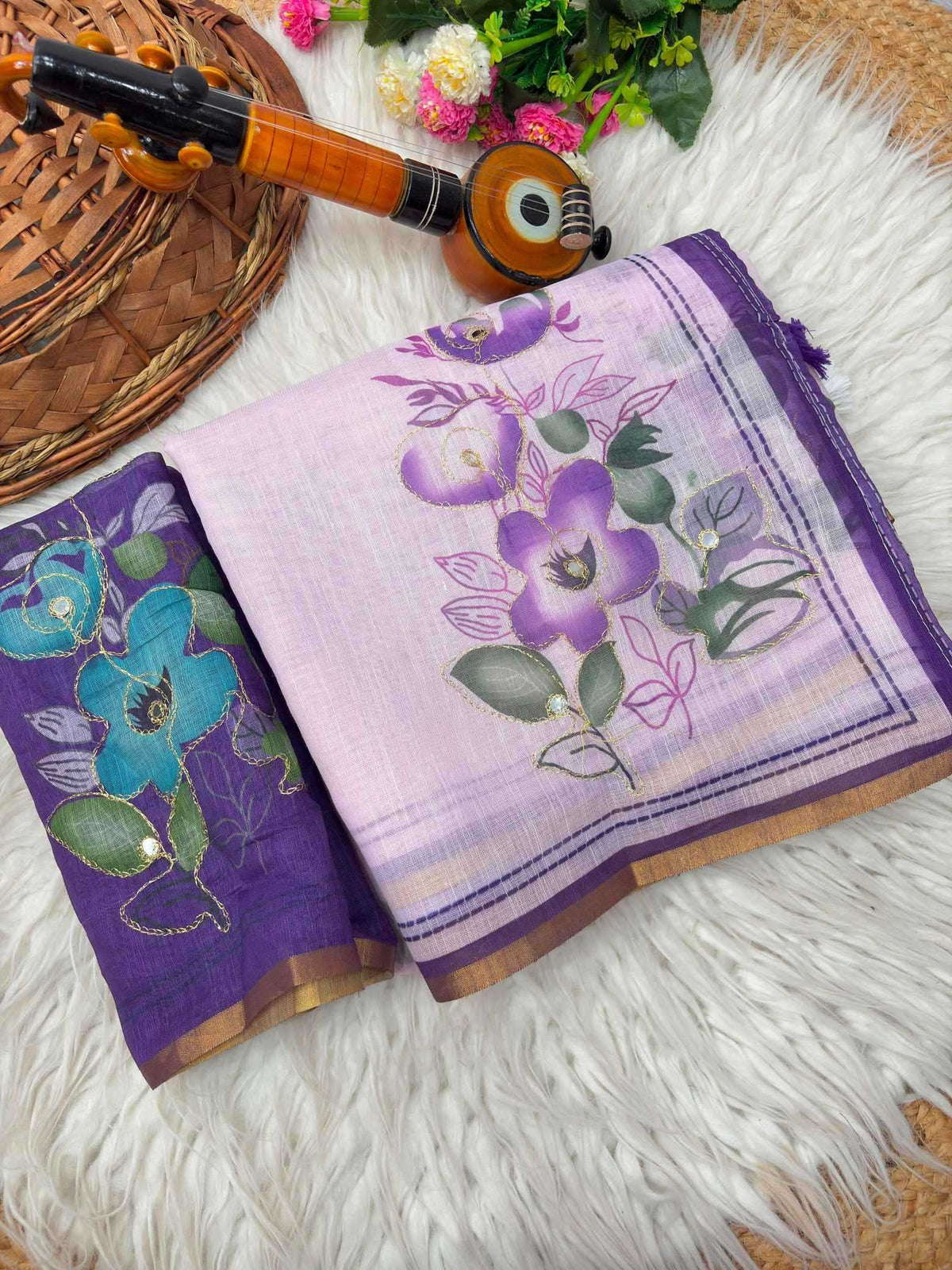 Ananya Linen Printed Saree