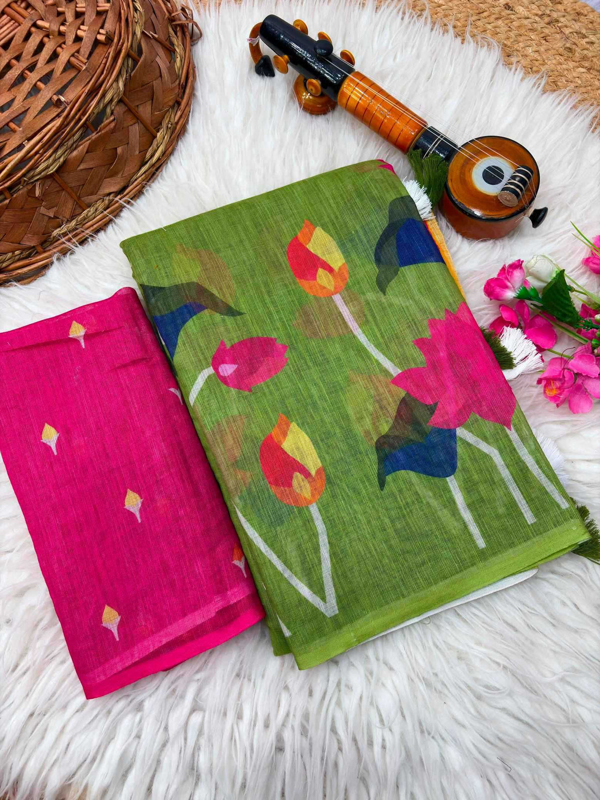 Aradhana Linen Printed Saree