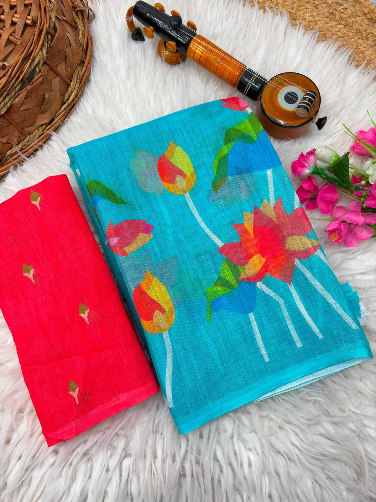 Aradhana Linen Printed Saree