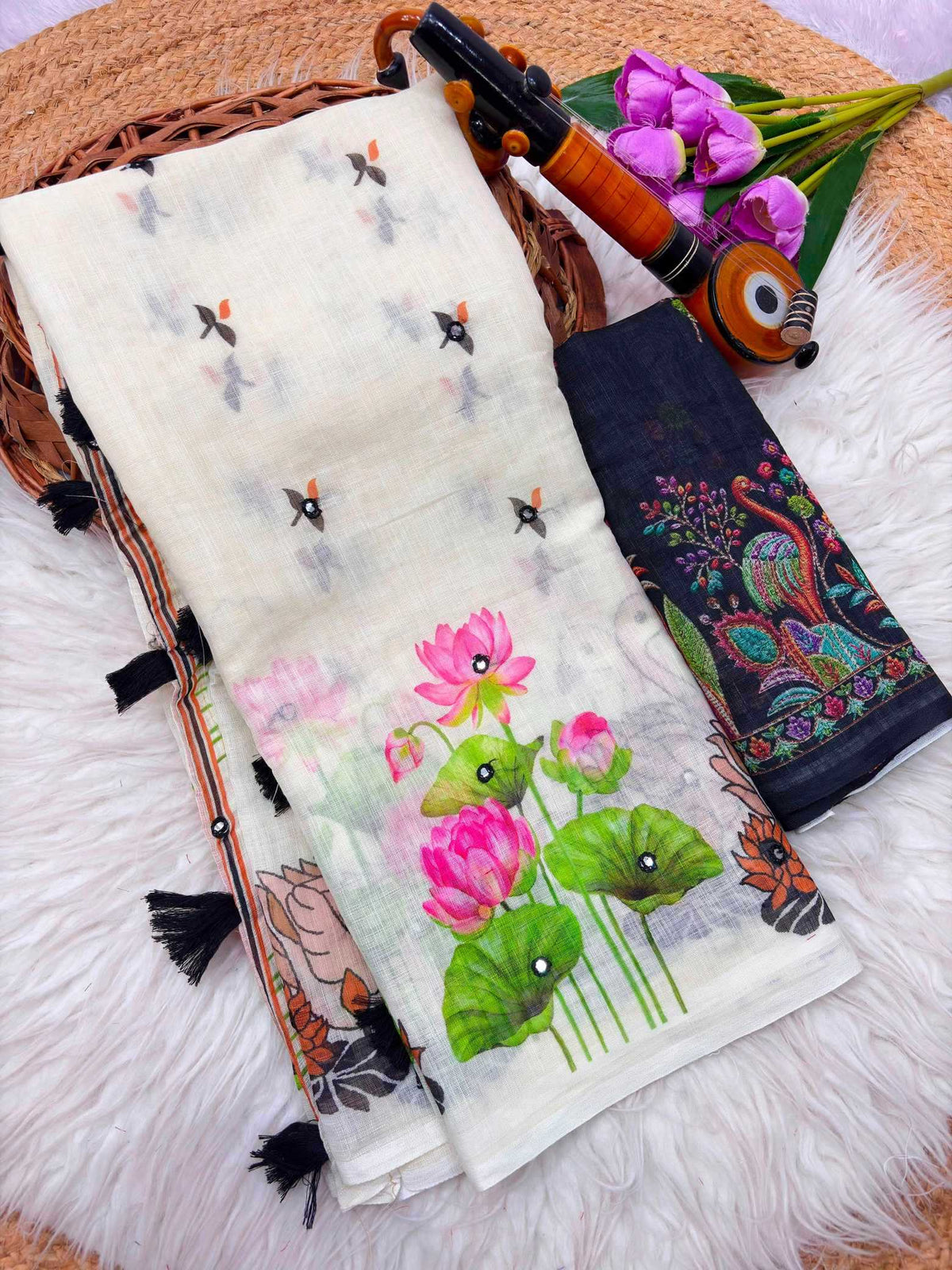 Arpana Cotton Mirror Work Saree