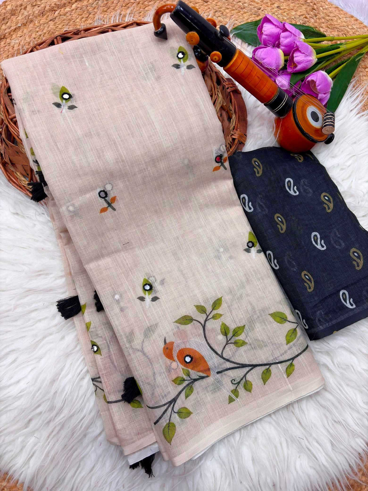 Arpita Cotton Mirror Work Saree