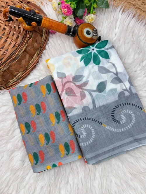 Kasturi Linen Printed Saree
