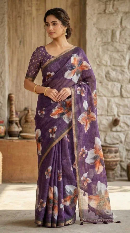Kaushiki Linen Printed Saree
