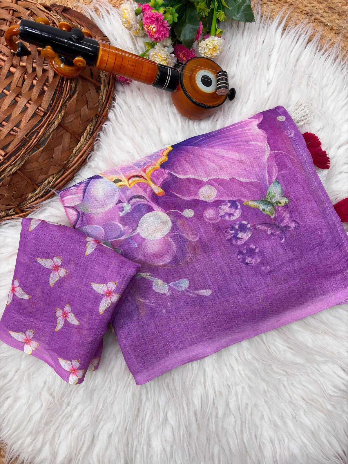Linen Fancy Saree in Grey