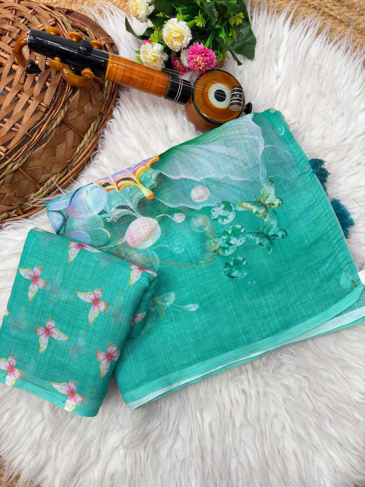 Linen Fancy Saree in Grey
