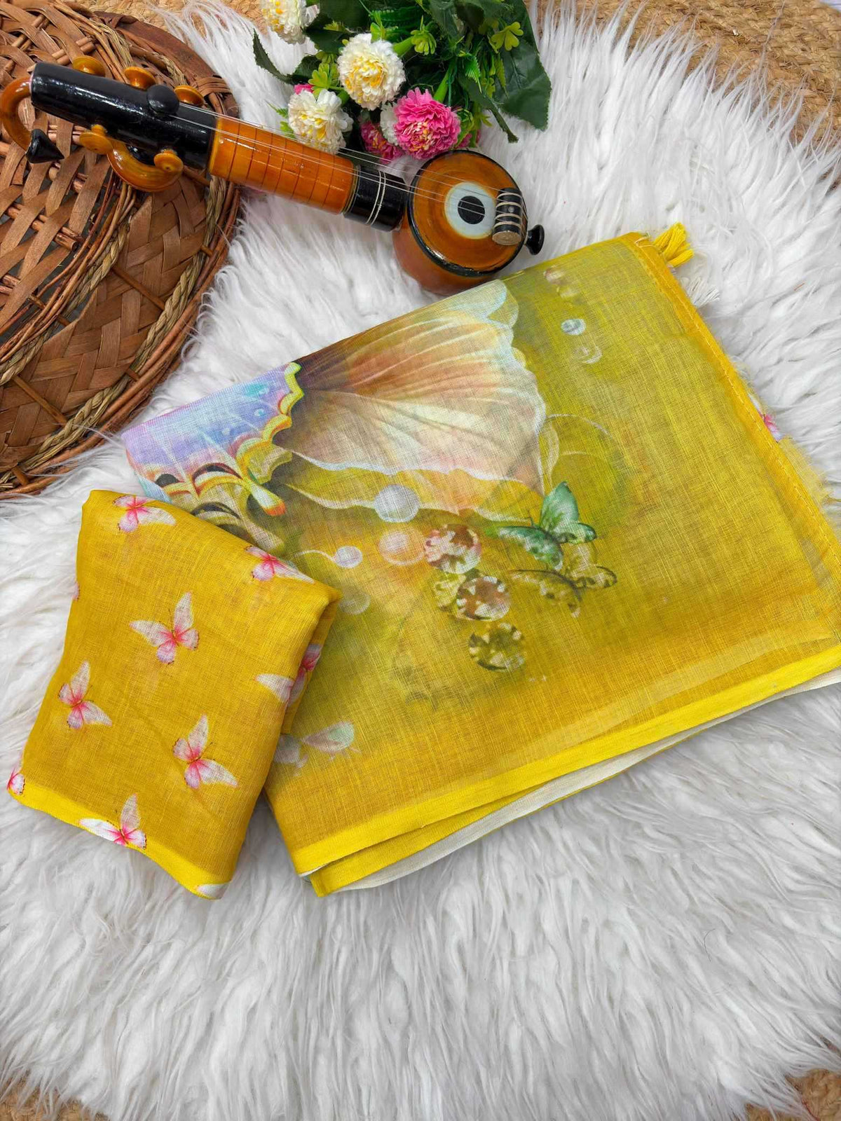 Linen Fancy Saree in Grey