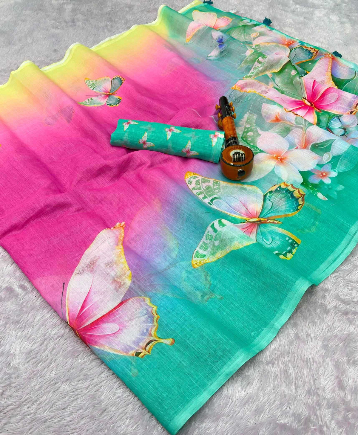 Linen Fancy Saree in Grey