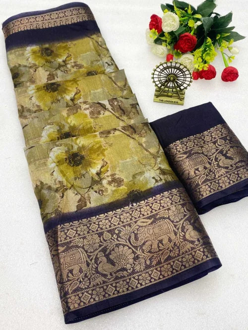 Dola Silk Designer Saree in Yellow