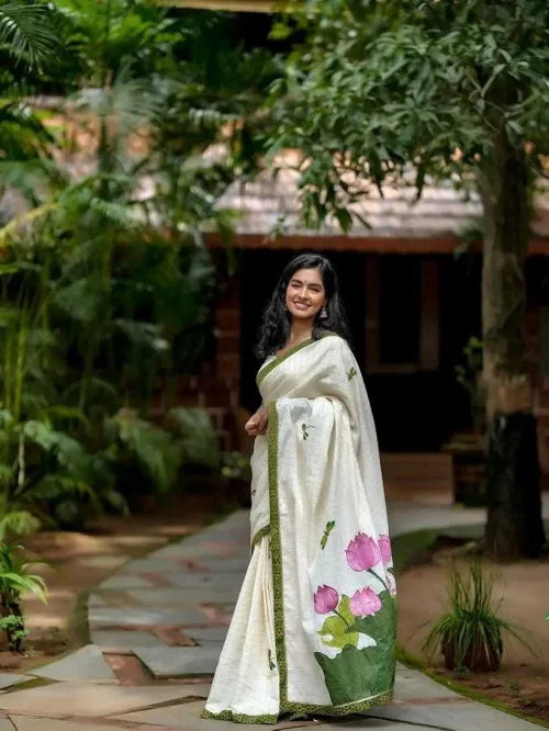 Ikkat Linen Printed Saree JT-148227
