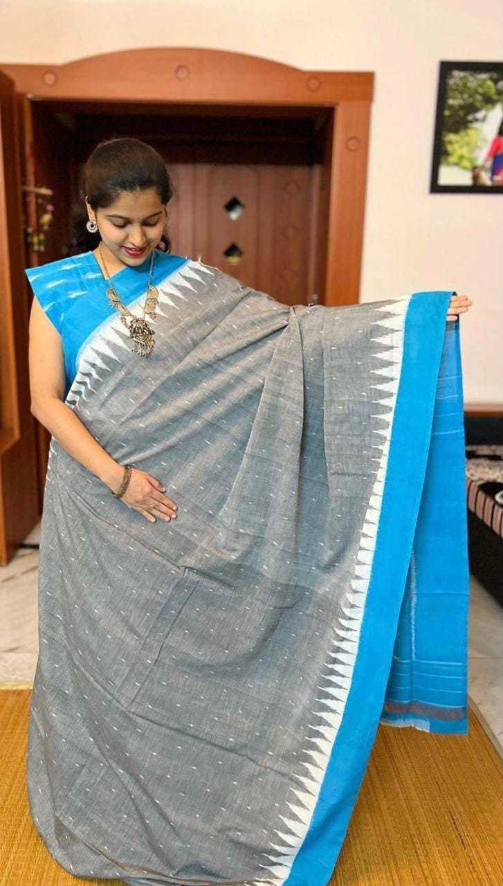 Ikkat Linen Printed Saree