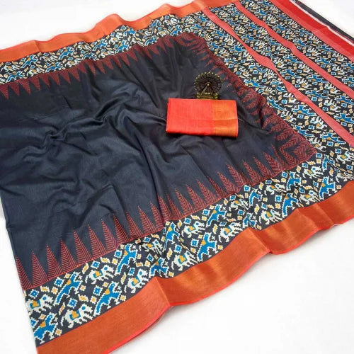 Tussar Silk Designer Saree in Green