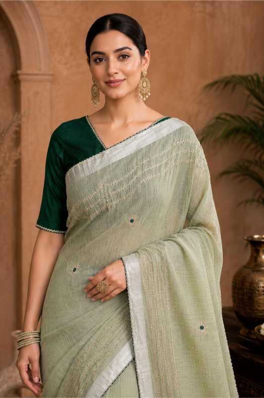 Gurleem Linen Embroidered Saree