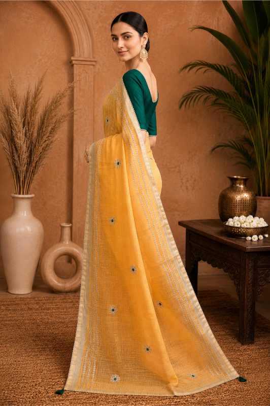 Gurleem Linen Embroidered Saree