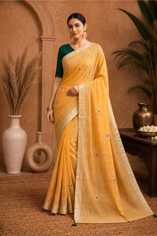 Gurleem Linen Embroidered Saree