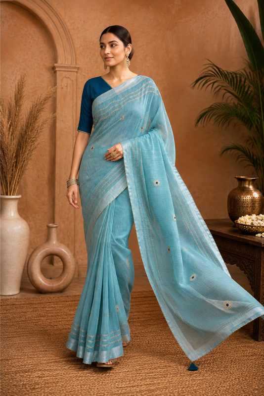 Gurleem Linen Embroidered Saree