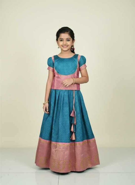 Pink Jacquard Kids Lehenga JT-138982