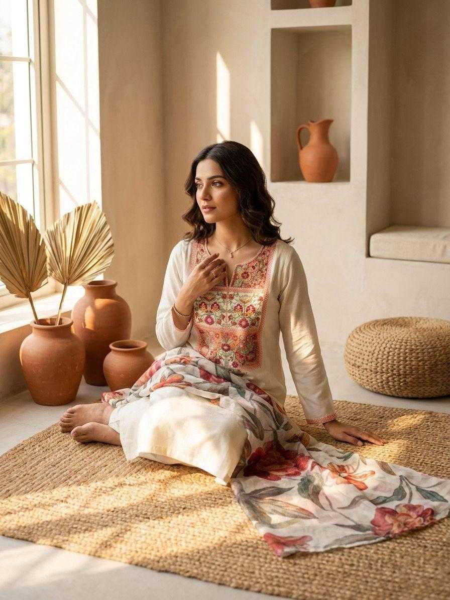 Premium Silk Embroidered Kurti
