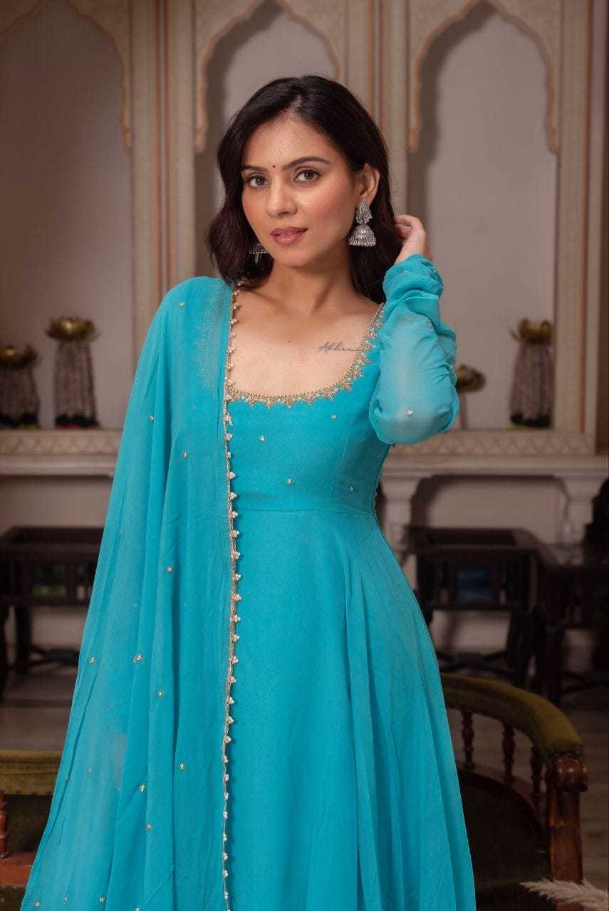 Faux Georgette Party Gown