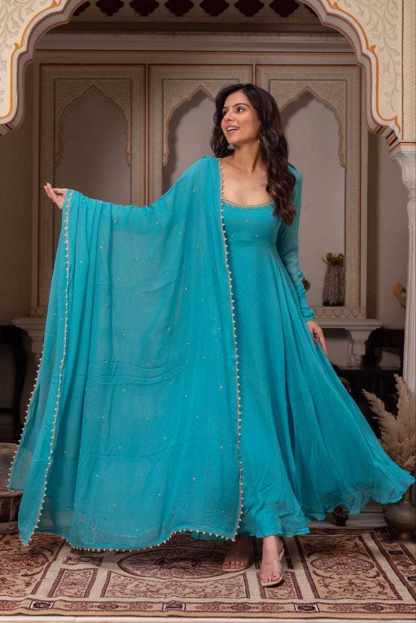 Faux Georgette Party Gown