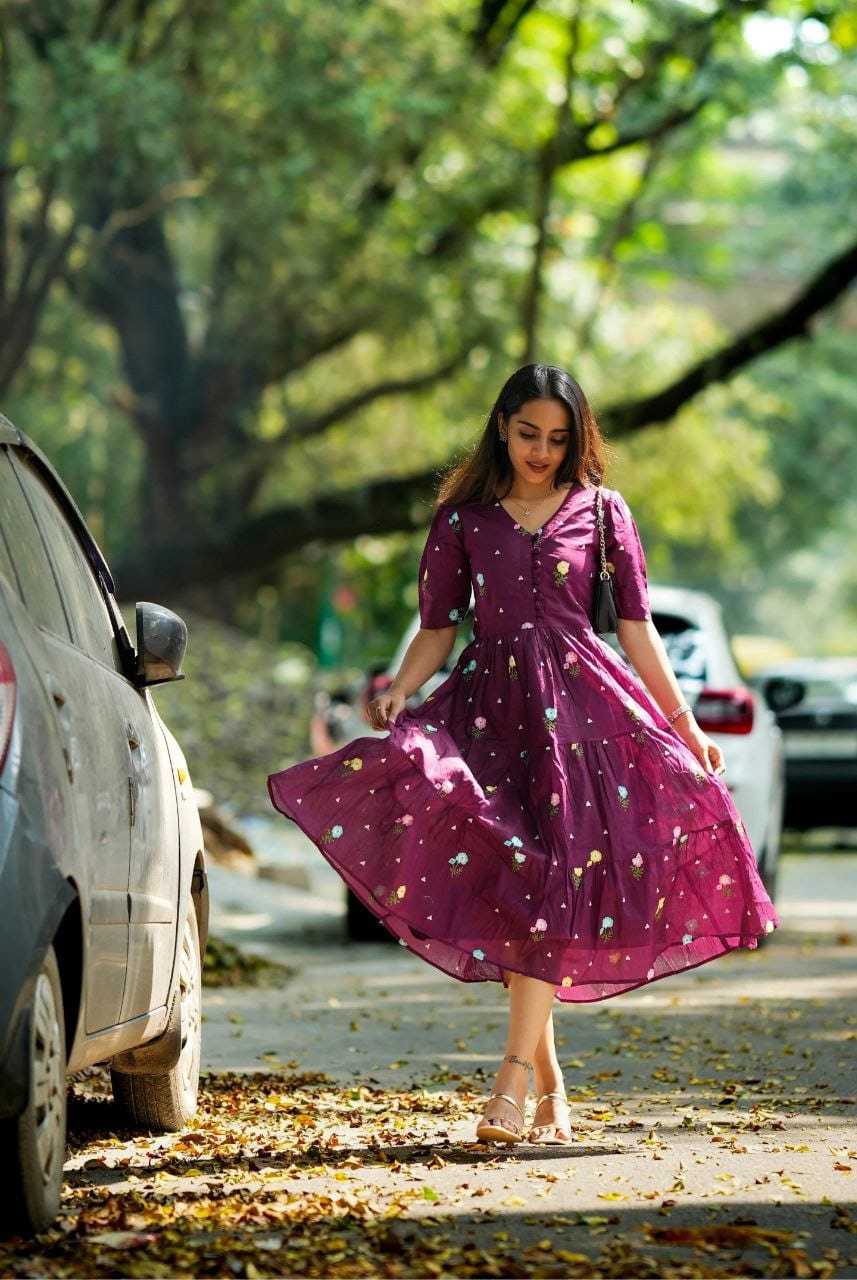 Chanderi Cotton Printed Gown