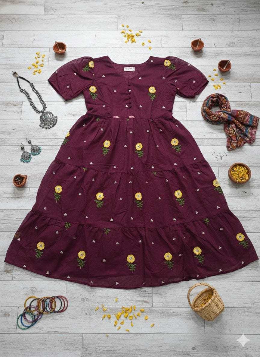 Chanderi Cotton Printed Gown